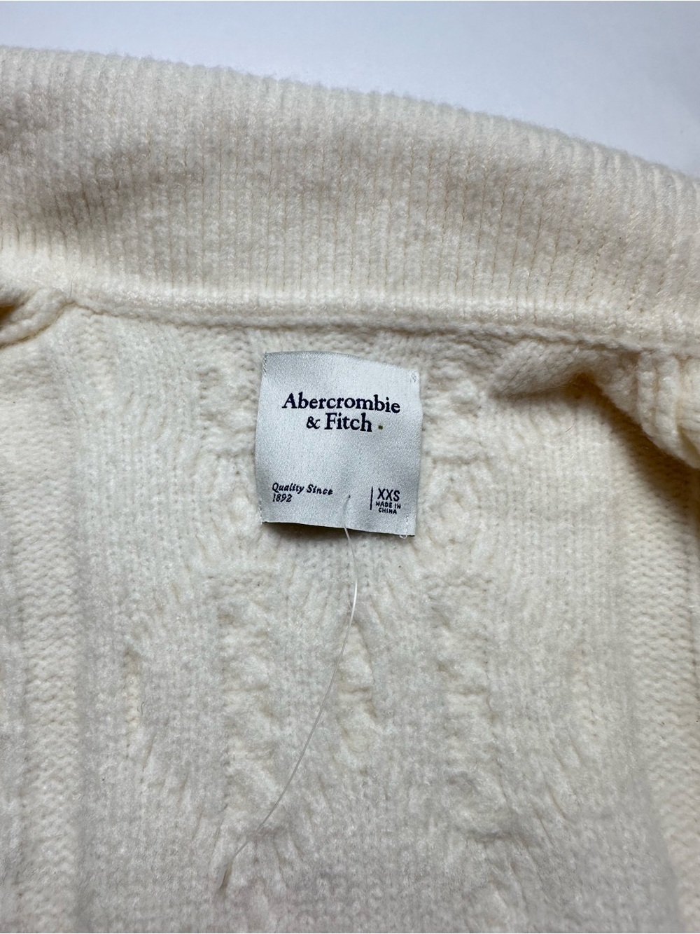 Abercrombie & Fitch Ivory Cable Knit Collared Cardigan Sweater - Picture 12 of 12
